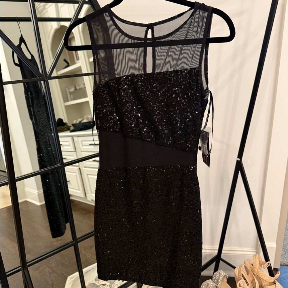 Material Girl Black Sequin Mini Dress